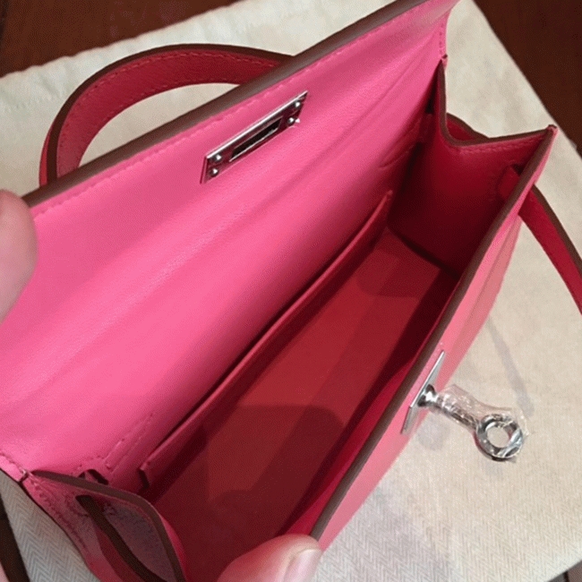 Rose Lipstick Chevre Faux Designer H**me5 Kelly 20CM Bag
