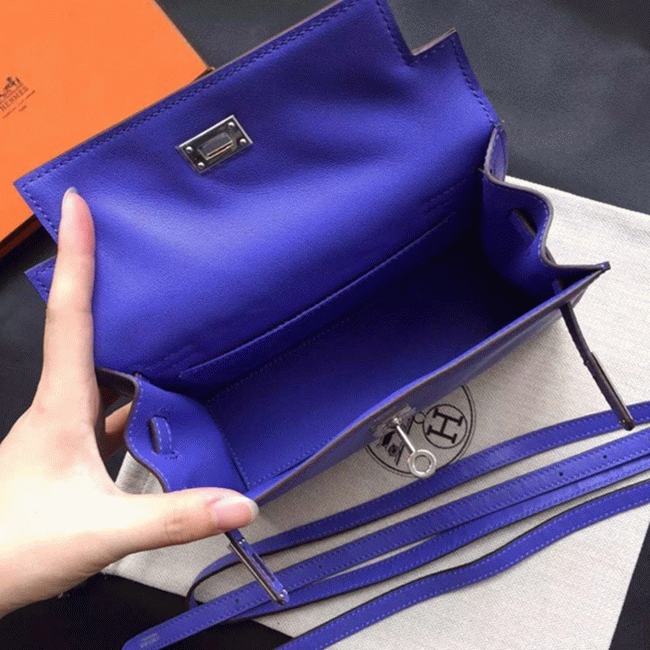 Blue Swift Leather Replica H**me5 Kelly Danse Shoulder Bag