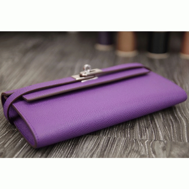 Purple replica H**me5 Kelly Longue wallet