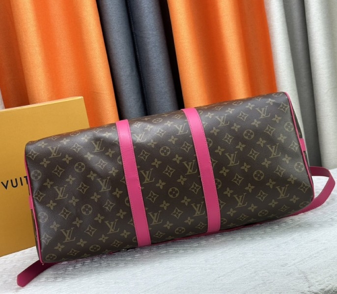 L0vis Vvtt0n Monogram Macassar Canvas Keepall Bandouliere 50 In Pondichery Pink