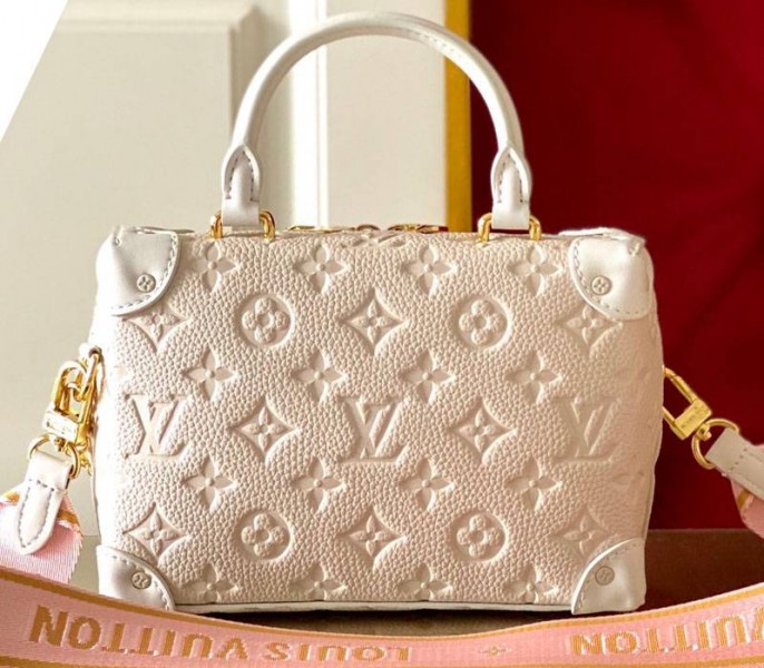 L0vis Vvtt0n Monogram Empreinte Petite Malle Souple Handbag In Cream