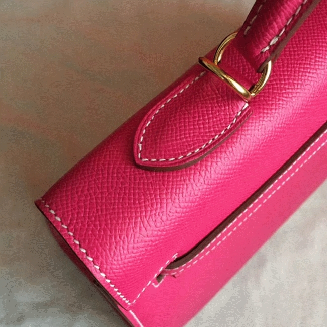 Rose Tyrien Epsom Fake H**me5 Kelly 32cm Sellier Bright Tote