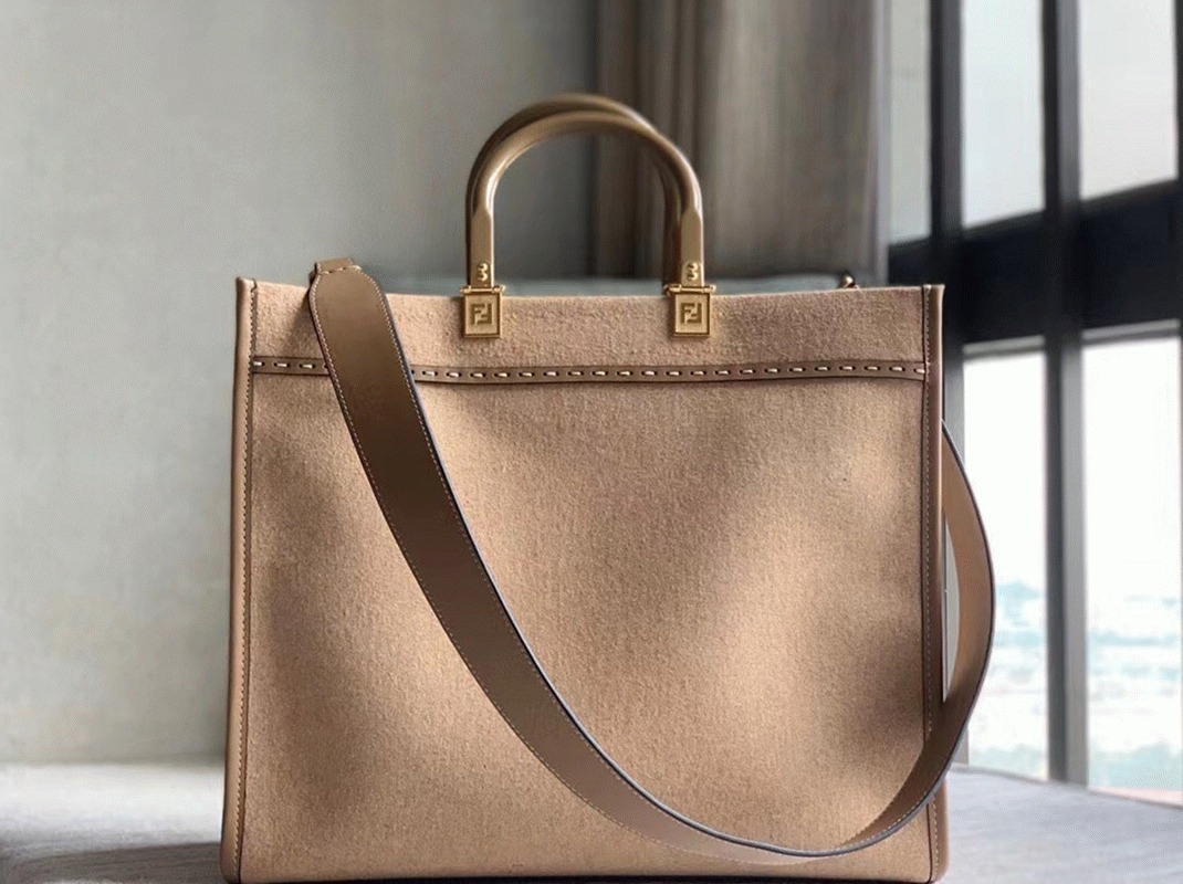 Top Quality Fake F**di Sunshine Medium Tote Bag In Brown Flannel