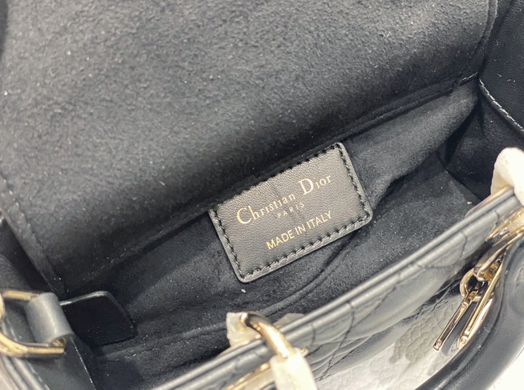 D10r Lady D-Joy Micro Bag Replica in Black Cannage Lambskin