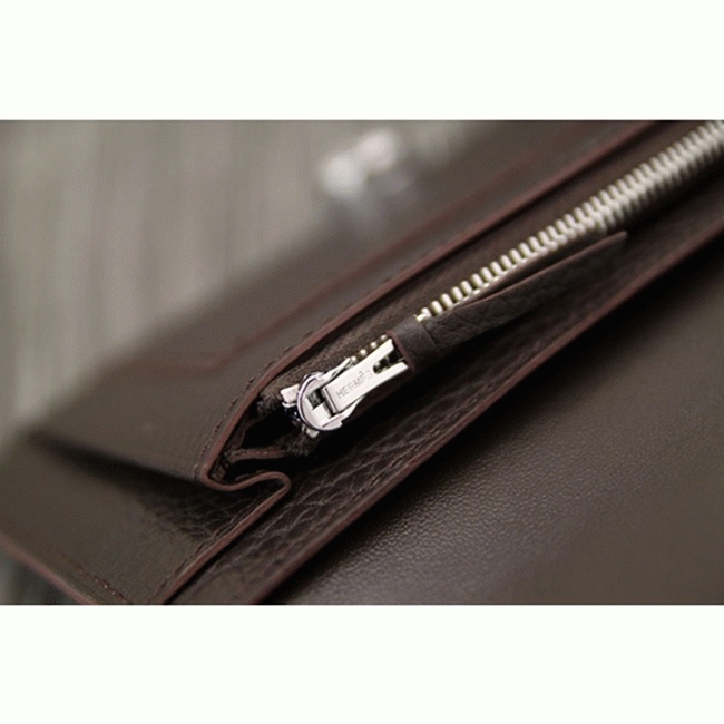 Chocolate knockoff H**me5 Dogon combine wallet