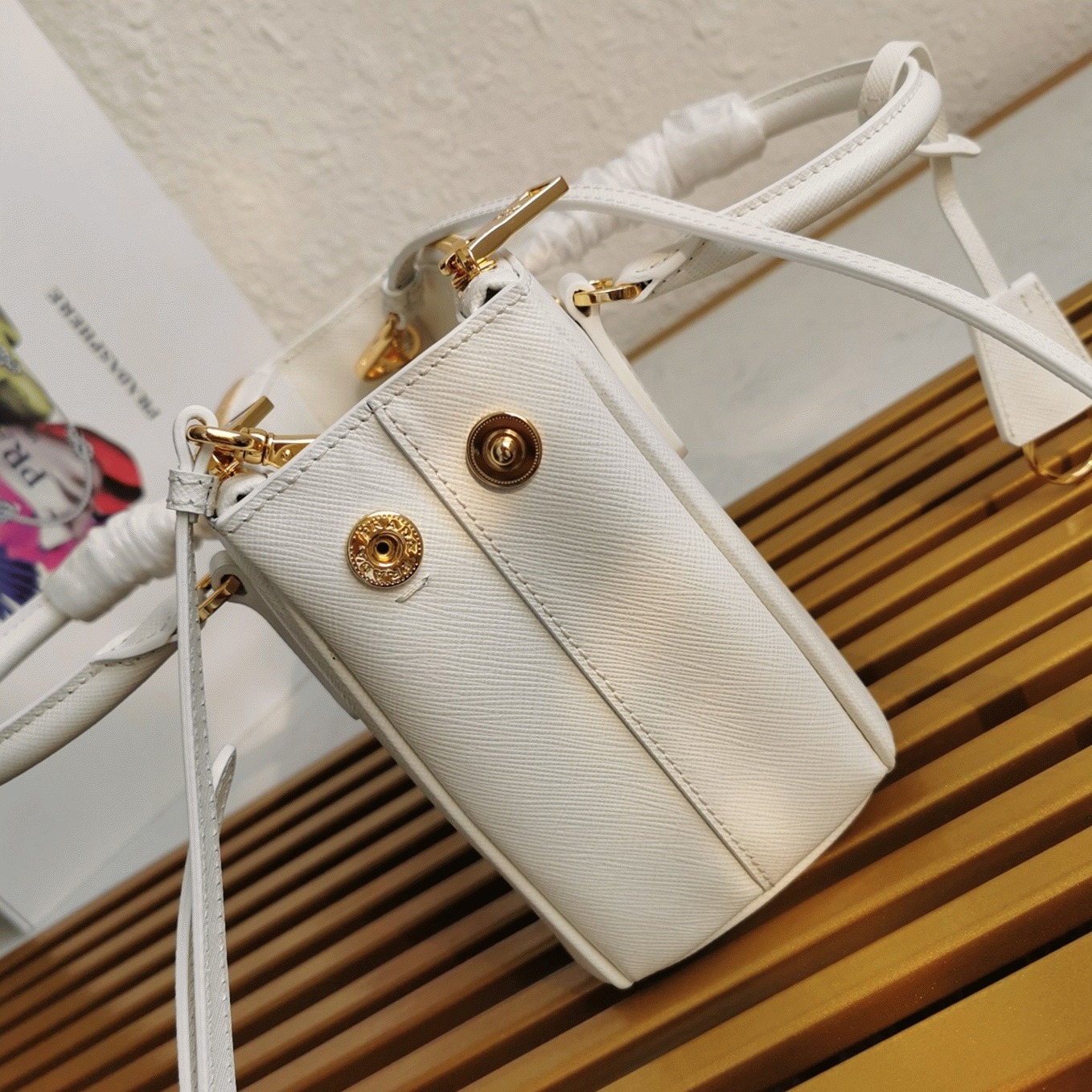 White Pra*a Mini Galleria Bag Fake