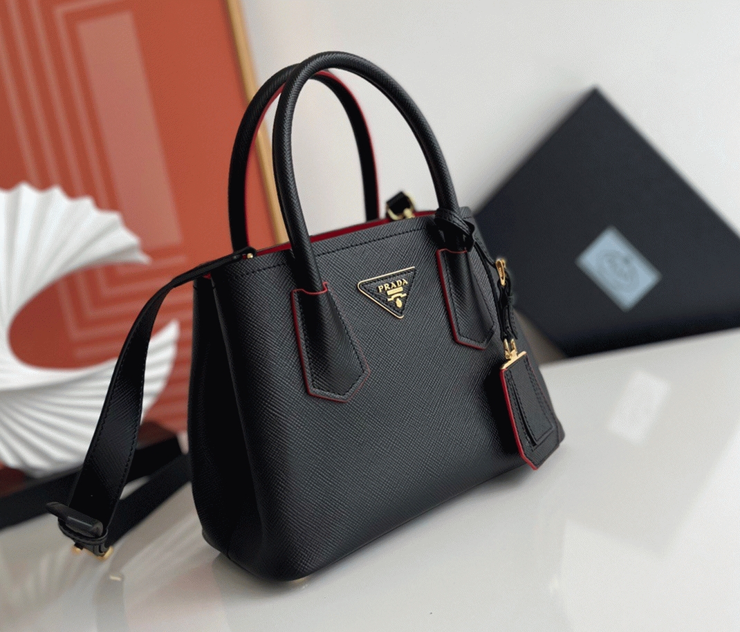 Black Pra*a Double Mini Bag Replica