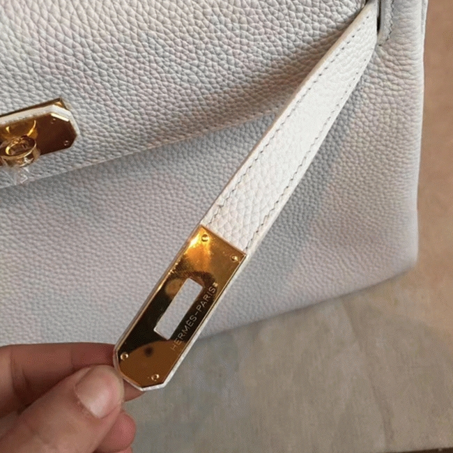White Clemence Replica Designer Kelly Retourne 32cm H**me5 Handbag