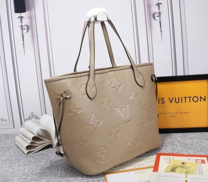 L0vis Vvtt0n Monogram Empreinte Neverfull MM Tote In Beige