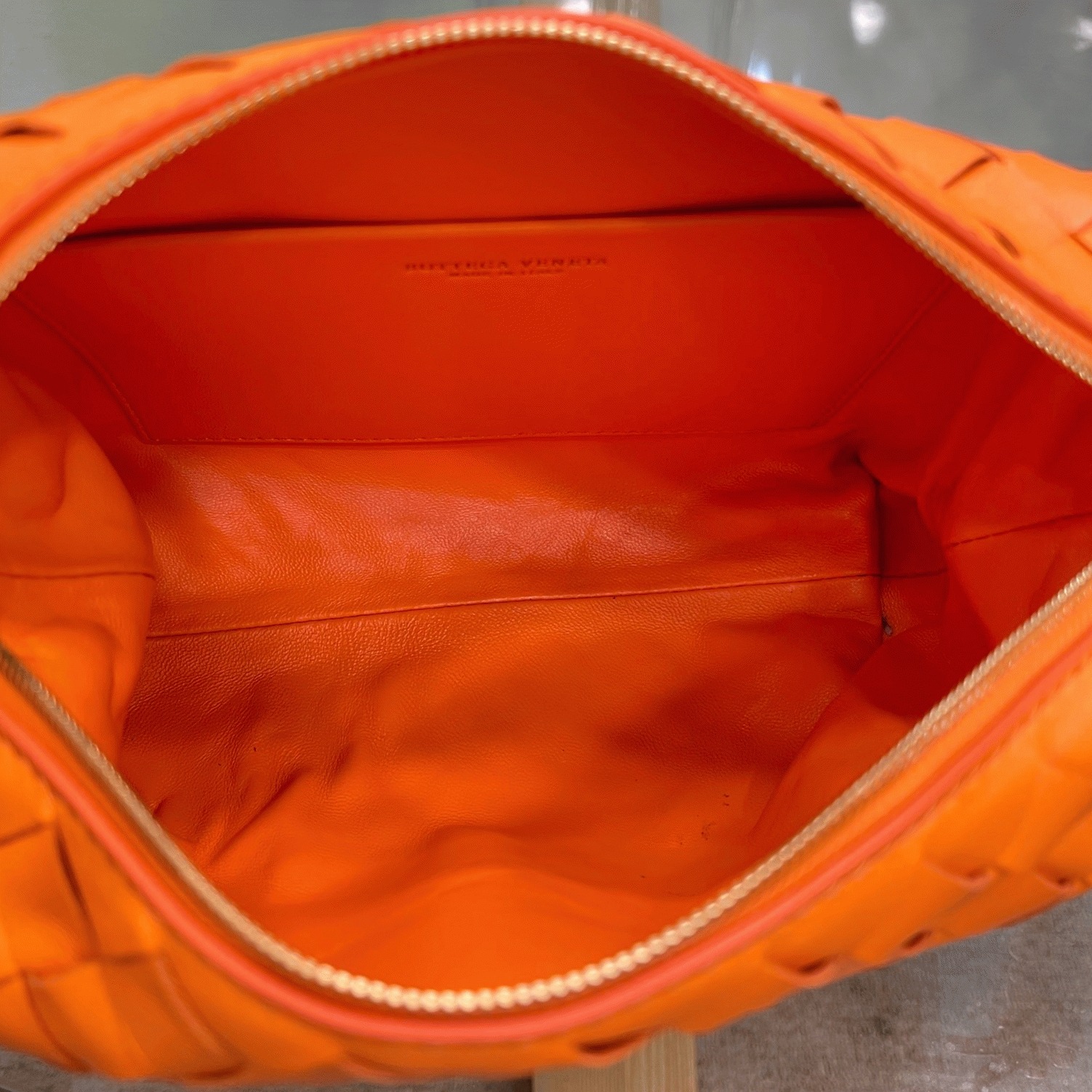Faux B0tt*ga Ven*ta Loop Small Bag Orange
