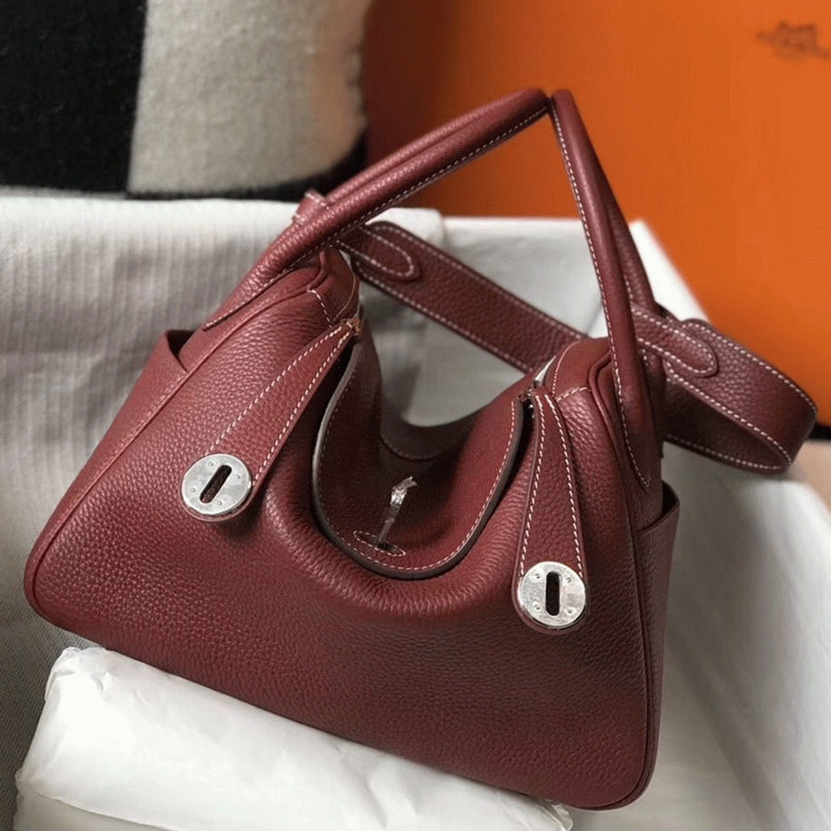Knockoff H**me5 Lindy 26cm handbag in bordeaux