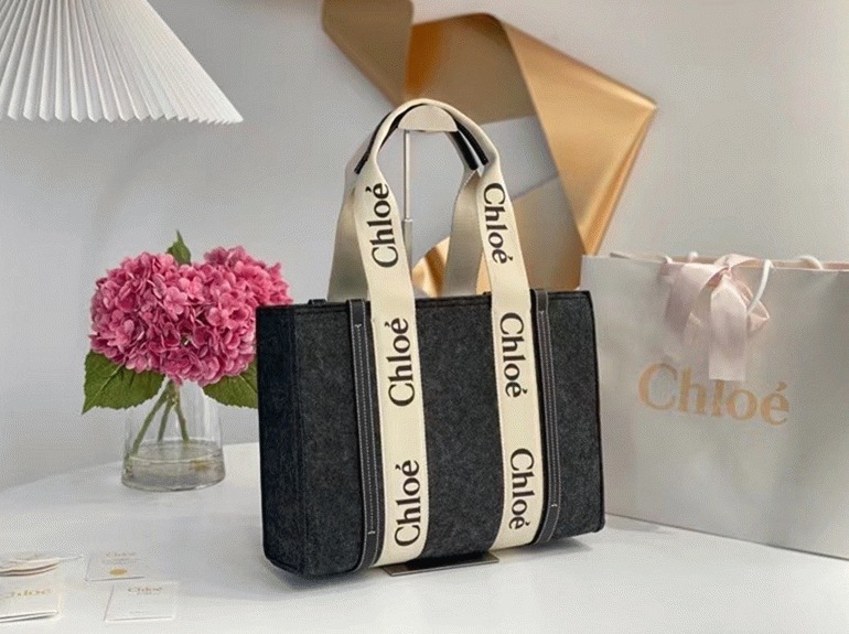 top quality knockoff Ch10e large woody tote bag in grey felt