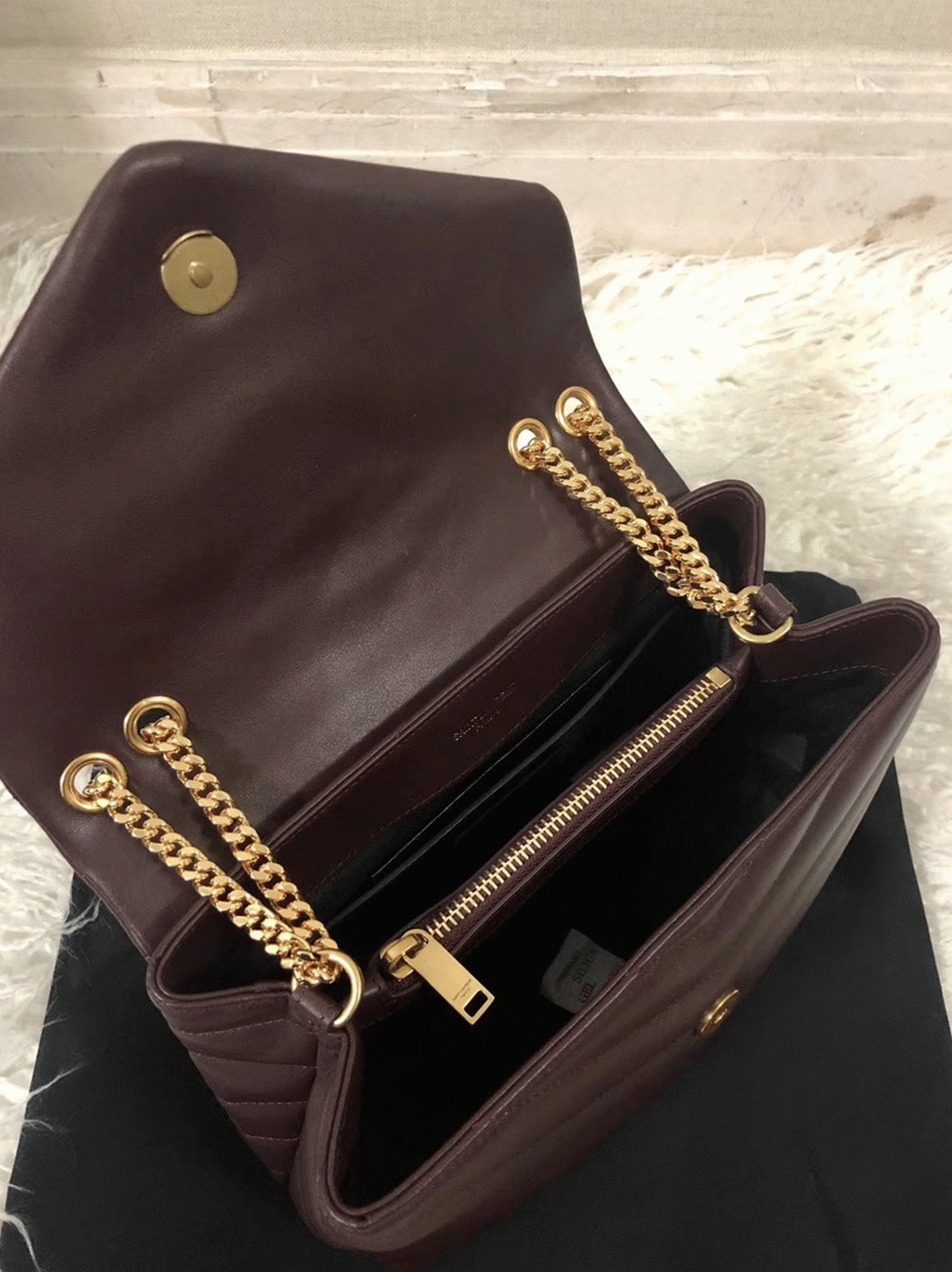 Replica Sa1nt Lau*nt LouLou Small Chain Bag Burgundy