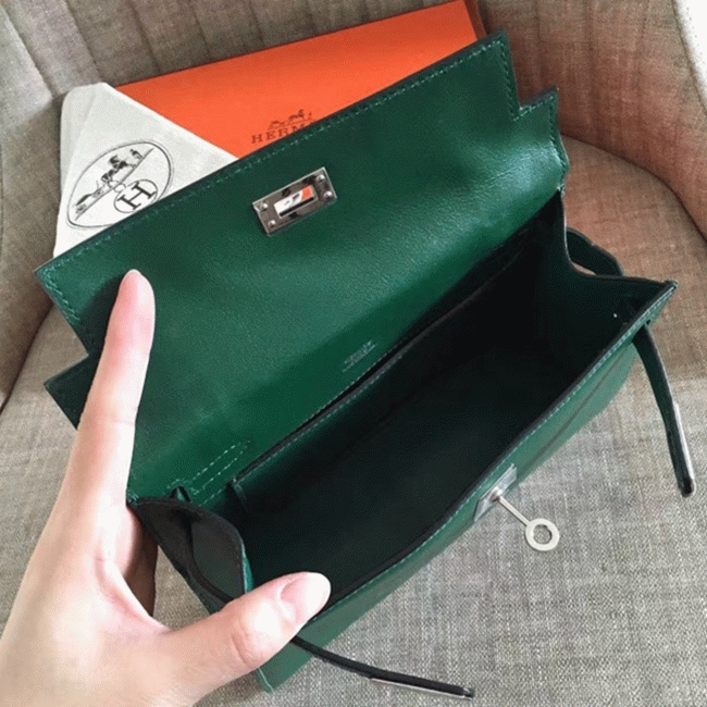 Malachite Swift Fake H**me5 Kelly Pochette Sleek Green Clutch