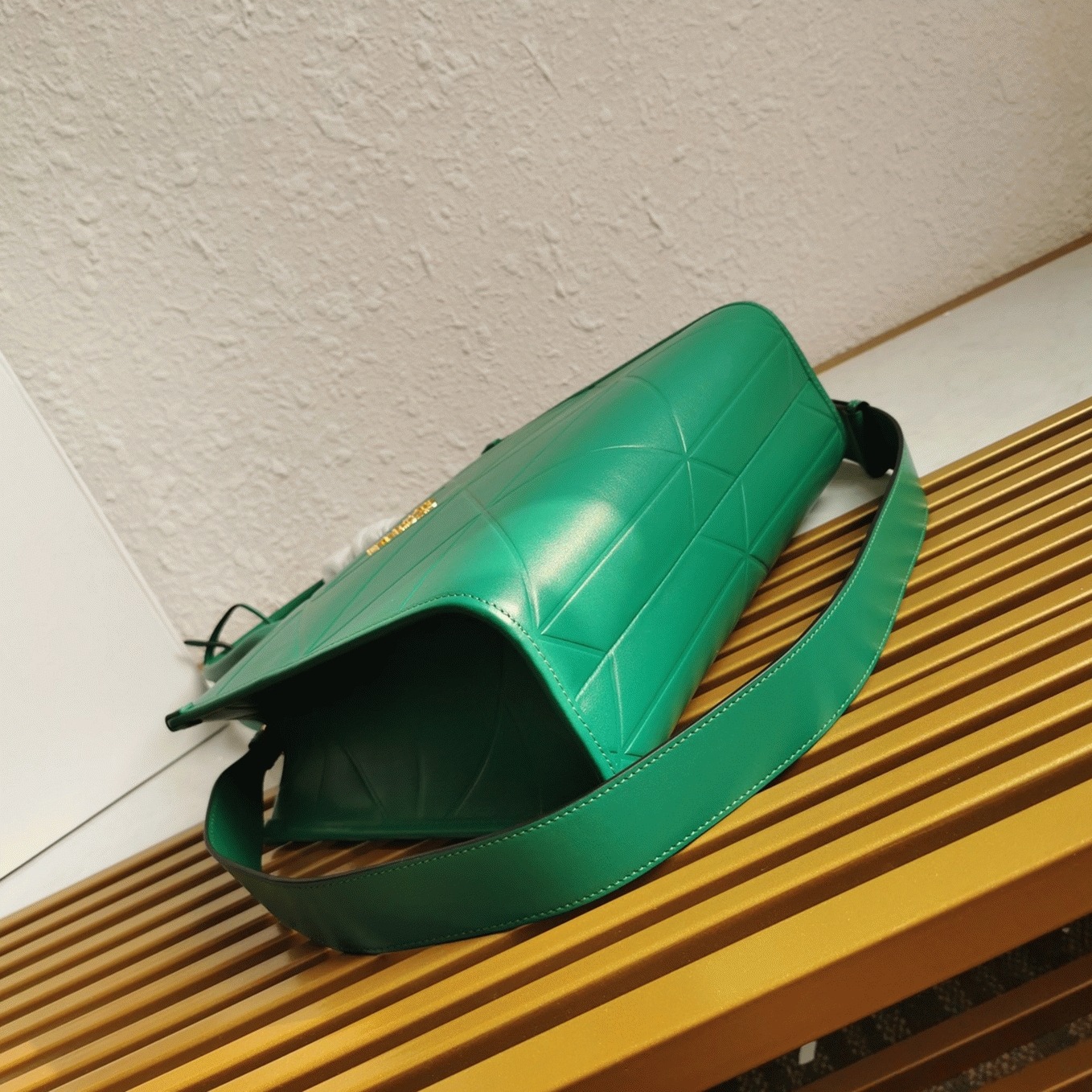 Pra*a Symbole Small Bag Knockoff with Topstitching in Green