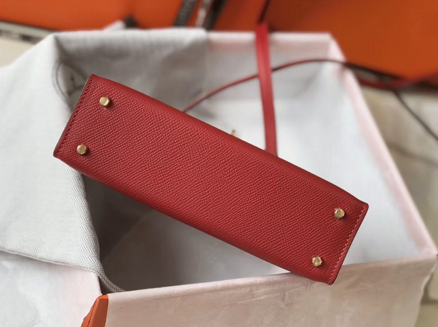 H**me5 Kelly Mini II Bag Replica in Rouge Vif
