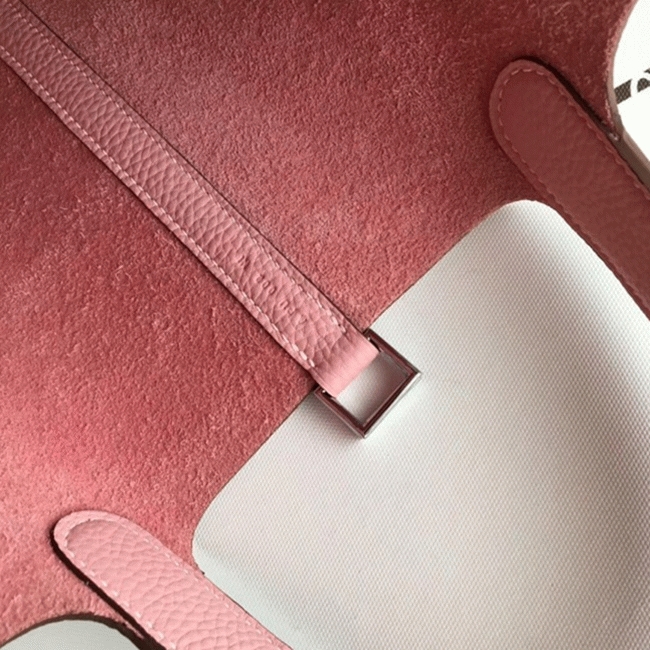 Pink replica H**me5 Picotin Lock 22cm handbag with braided handles