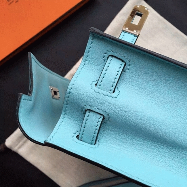 Celeste Swift Leather Fake H**me5 Kelly Danse Light Blue Purse