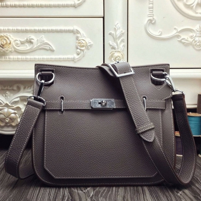 Large grey knockoff H**me5 Jypsiere 31cm handbag