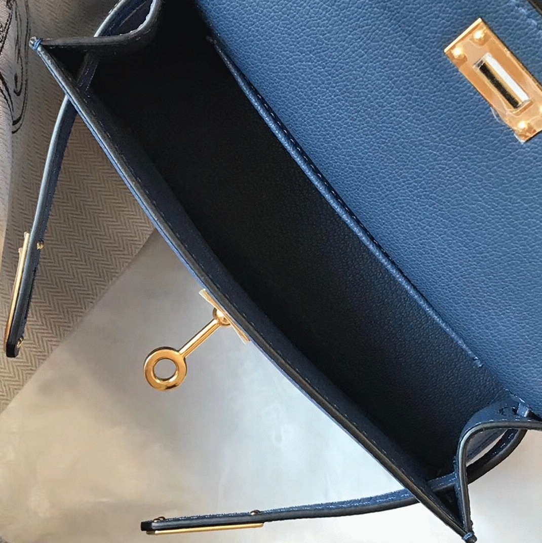 H**me5 Kelly Mini II Bag Fake in Blue Agate