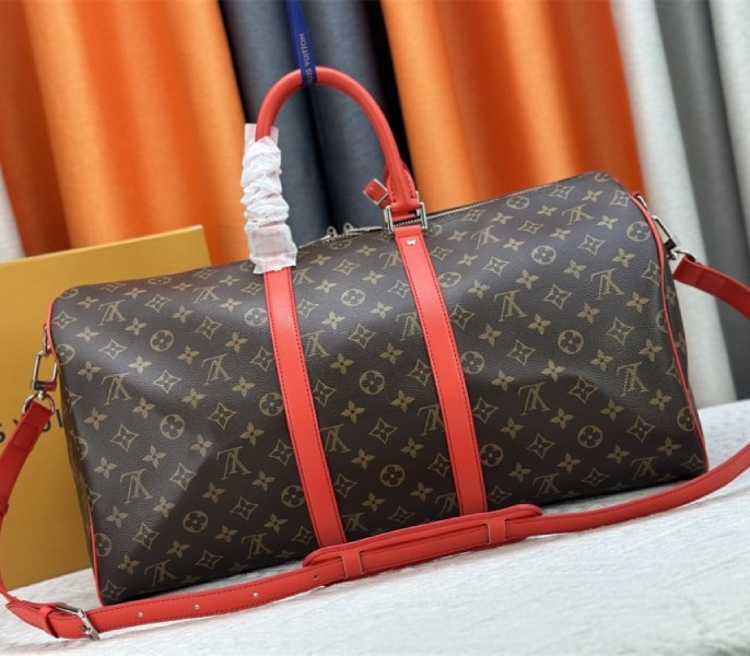 L0vis Vvtt0n Monogram Macassar Canvas Keepall Bandouliere 50 In Red