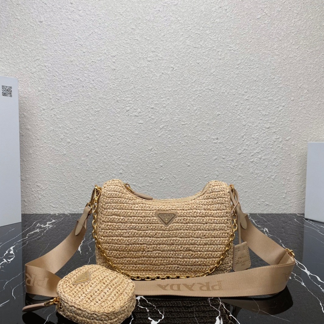 Pra*a Re-Edition Shoulder Bag Knockoff in Beige