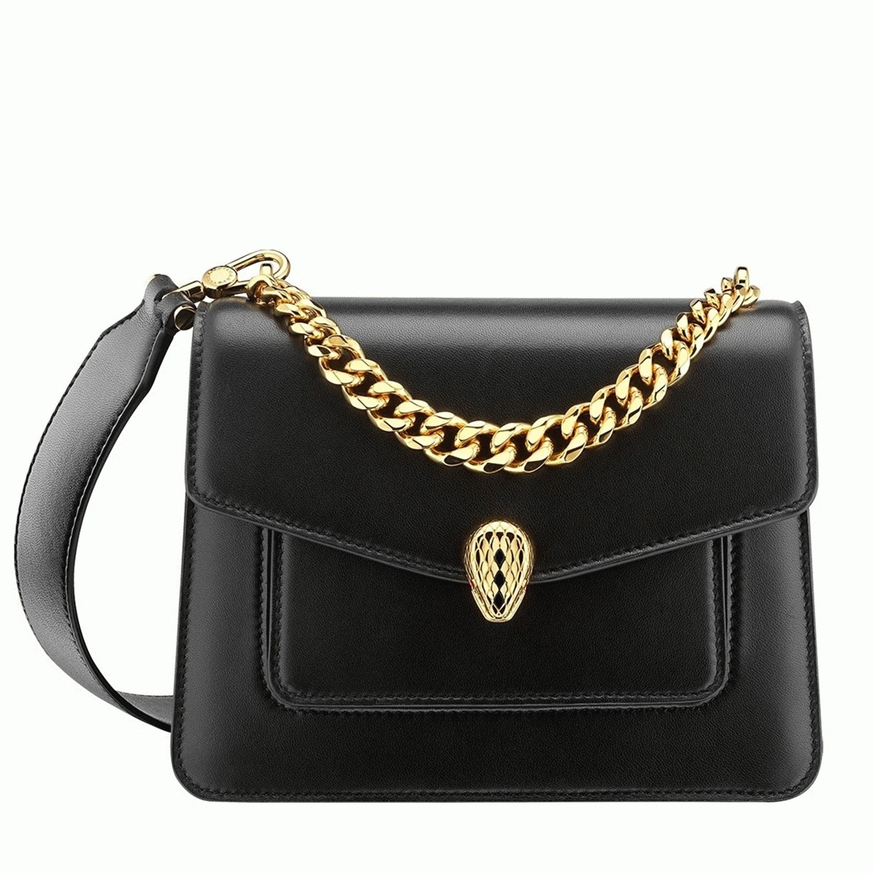 Replica Bv1g*ai Serpenti Forever Small Crossbody Bag with Chain Black