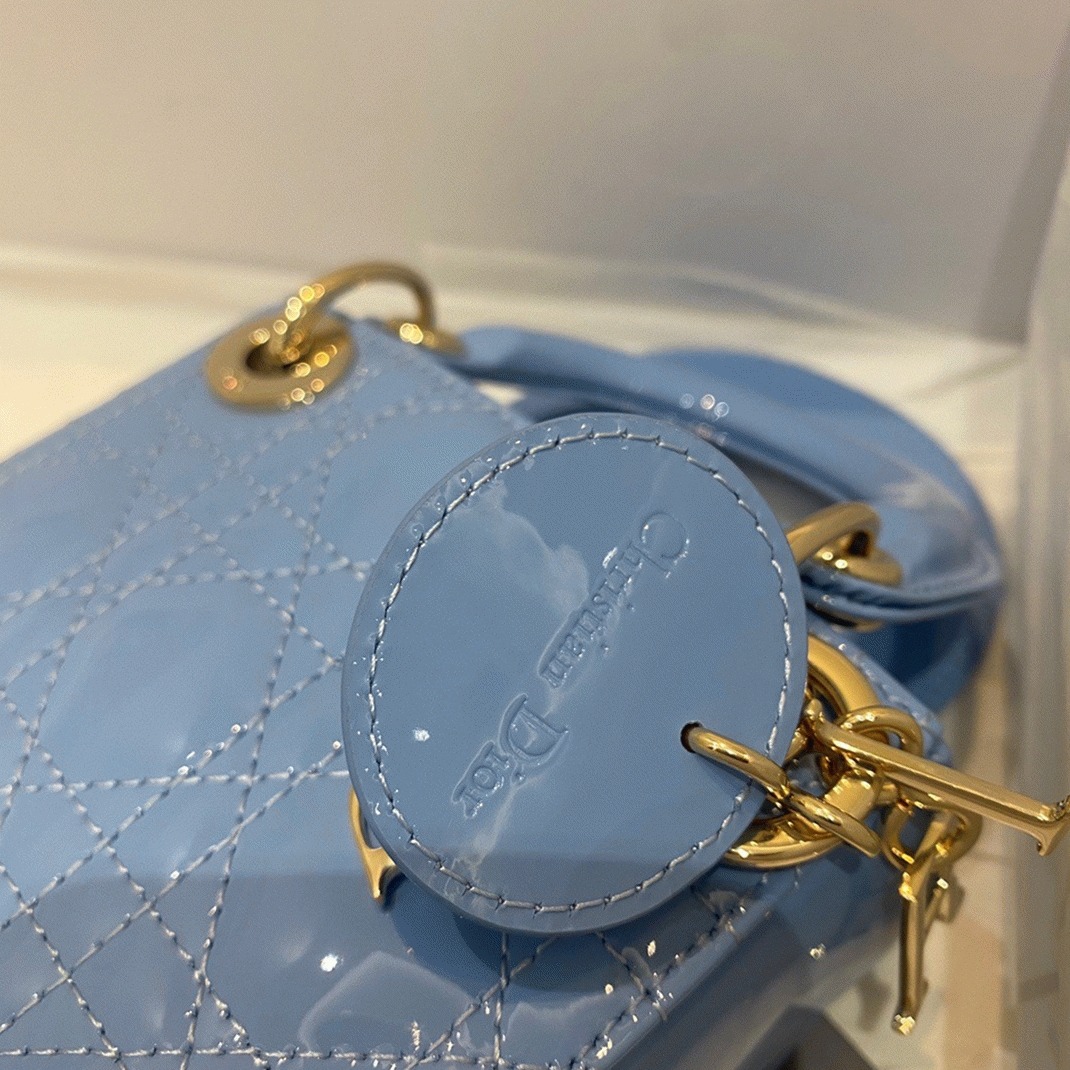 D10r Lady D10r Micro Bag Faux in Blue Patent Cannage Calfskin