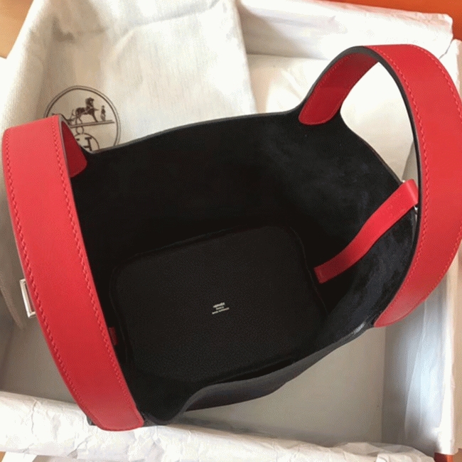 High quality bicolor black replica H**me5 Picotin Lock 18cm handbag
