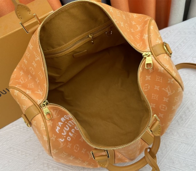 L0vis Vvtt0n Monogram Heritage Canvas Keepall Bandouliere 45 In Yellow