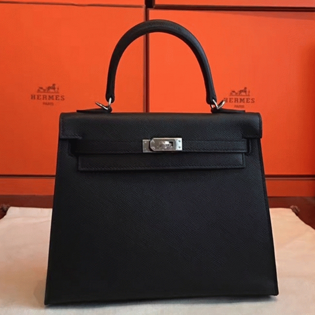 Black Epsom Fake H**me5 Kelly 25cm Sellier Structured Purse