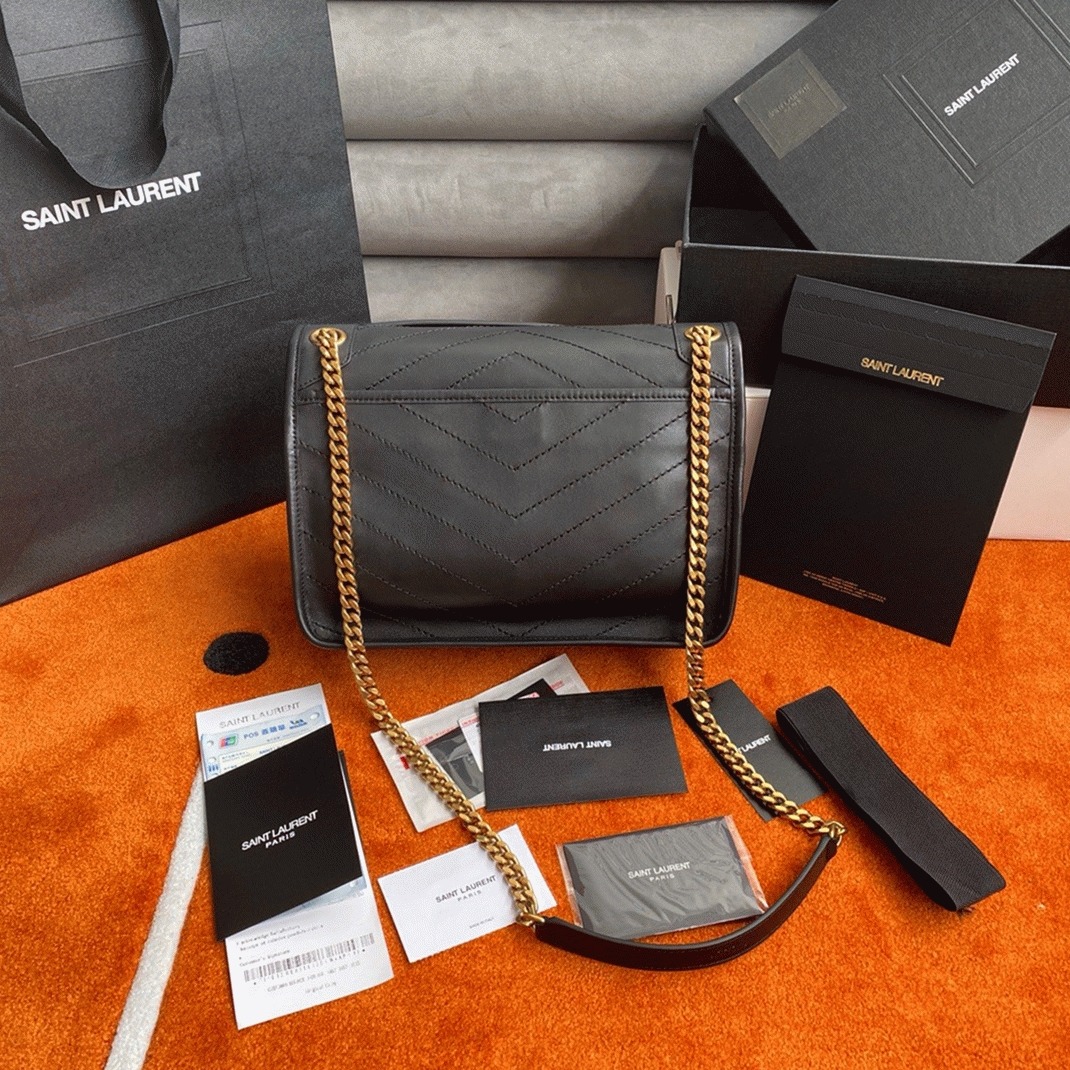 Fake Sa1nt Lau*nt Niki Medium Chain Bag Black