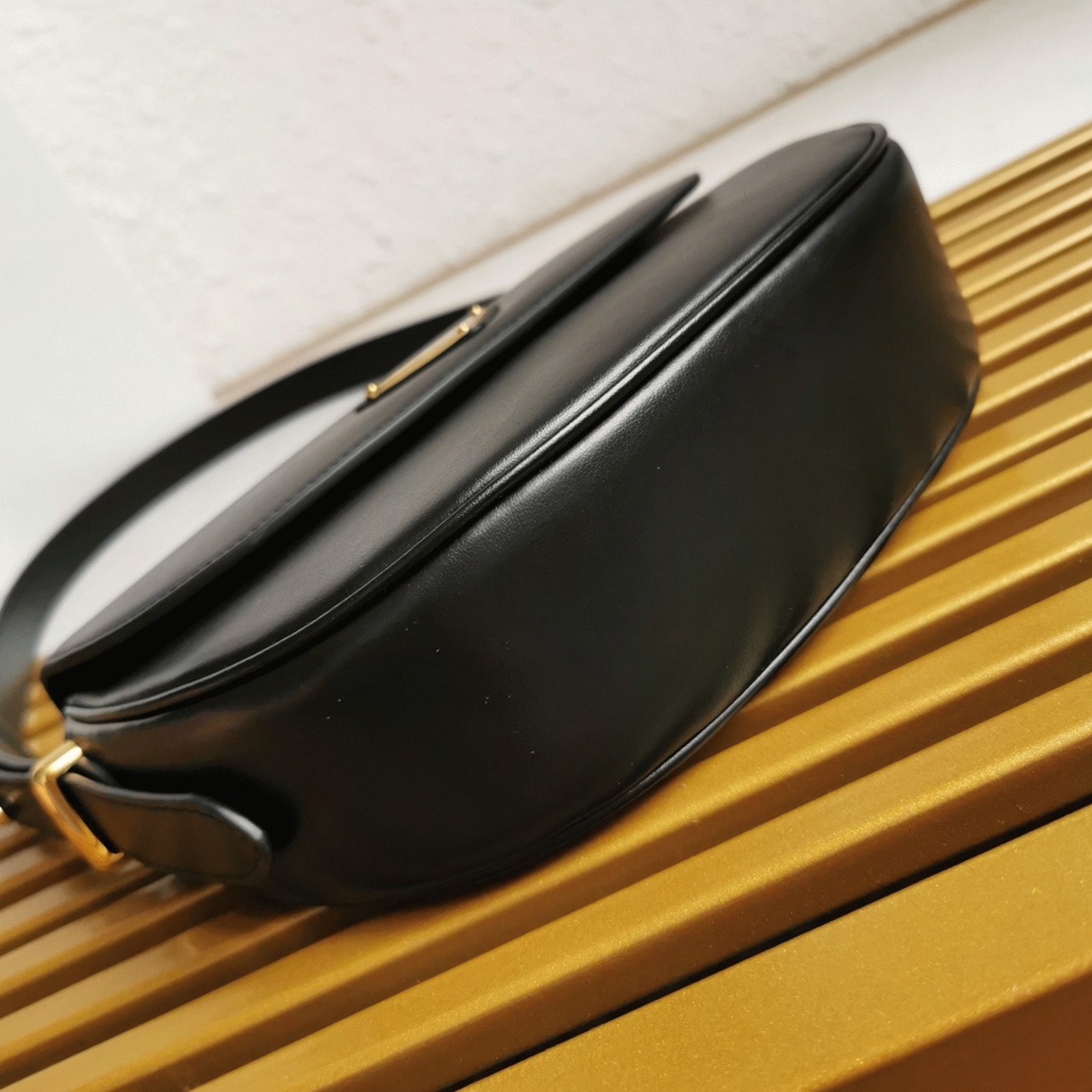 Black Pra*a Arque Shoulder Bag with Flap Fake