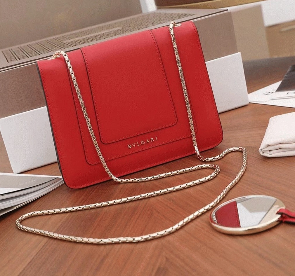 Fake Bv1g*ai Serpenti Forever Small Crossbody Bag Red Leather