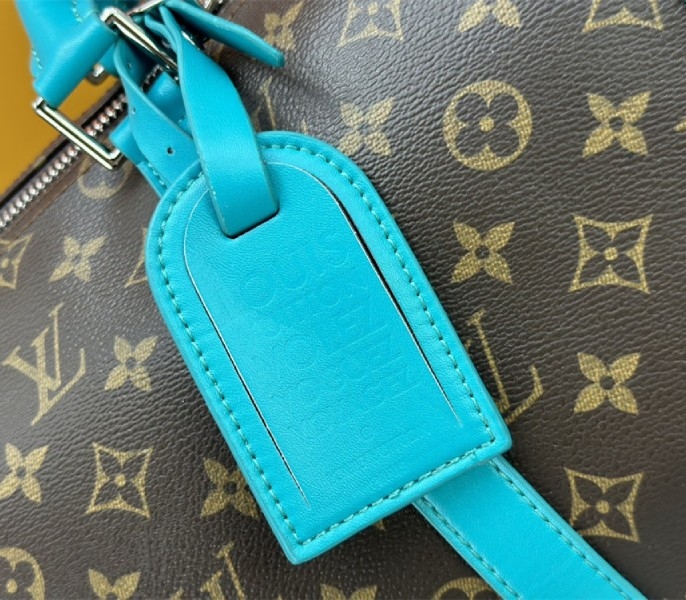 L0vis Vvtt0n Monogram Macassar Canvas Keepall Bandouliere 50 In Turquoise Blue