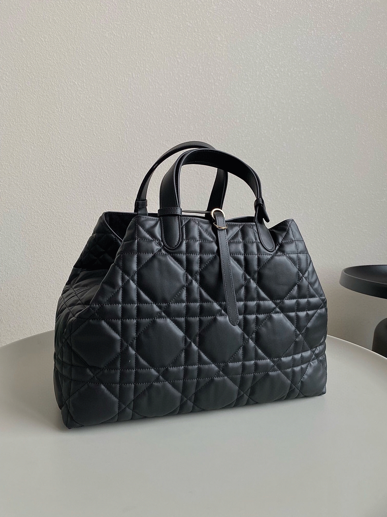 D10r Toujours Large Bag Replica in Black Macrocannage Calfskin