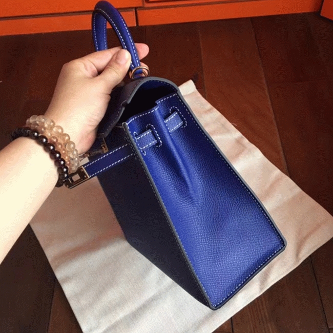 Electric Blue Epsom Fake H**me5 Kelly 25cm Bold Purse