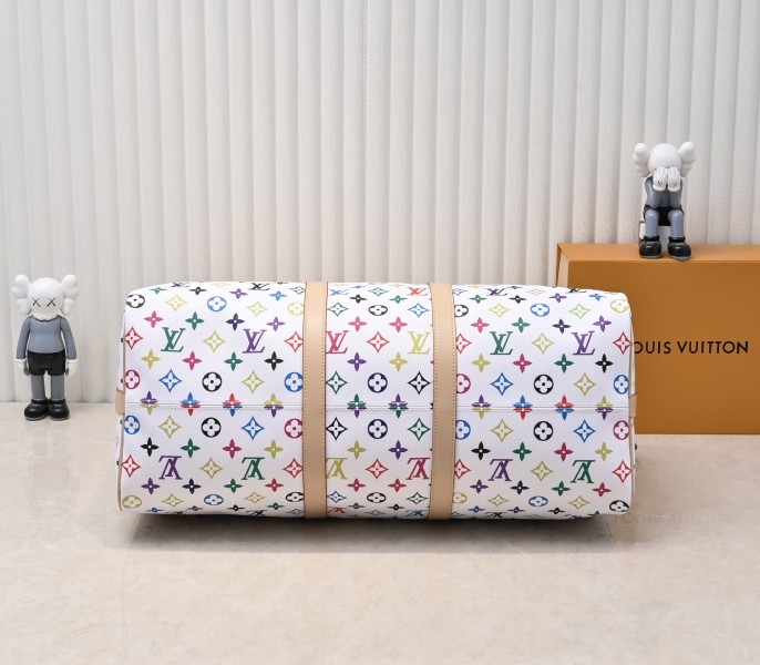 LV X TM Multicolored Keepall Bandouliere 50 In White