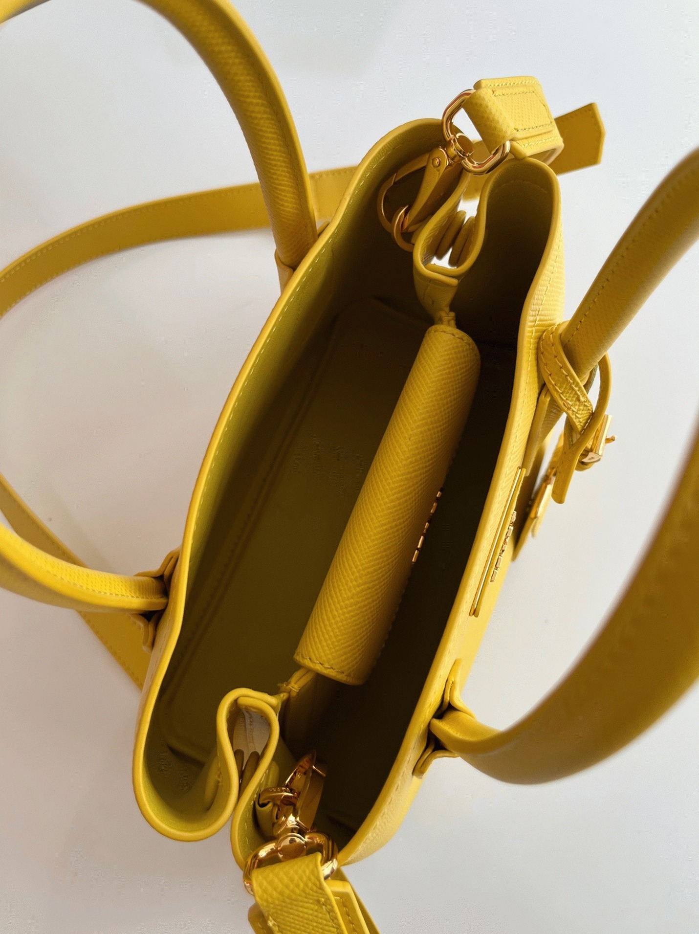 Yellow Pra*a Double Mini Bag Fake