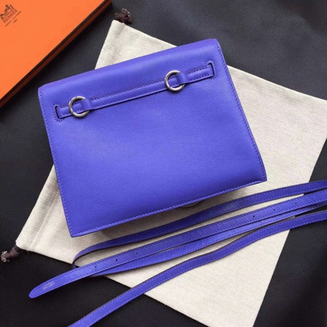 Blue Swift Leather Replica H**me5 Kelly Danse Shoulder Bag