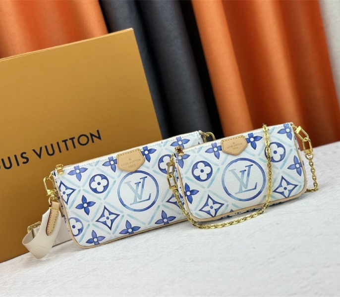 L0vis Vvtt0n LV By The Pool Monogram Tiles Canvas Multi Pochette Accessoires In Lagoon Blue