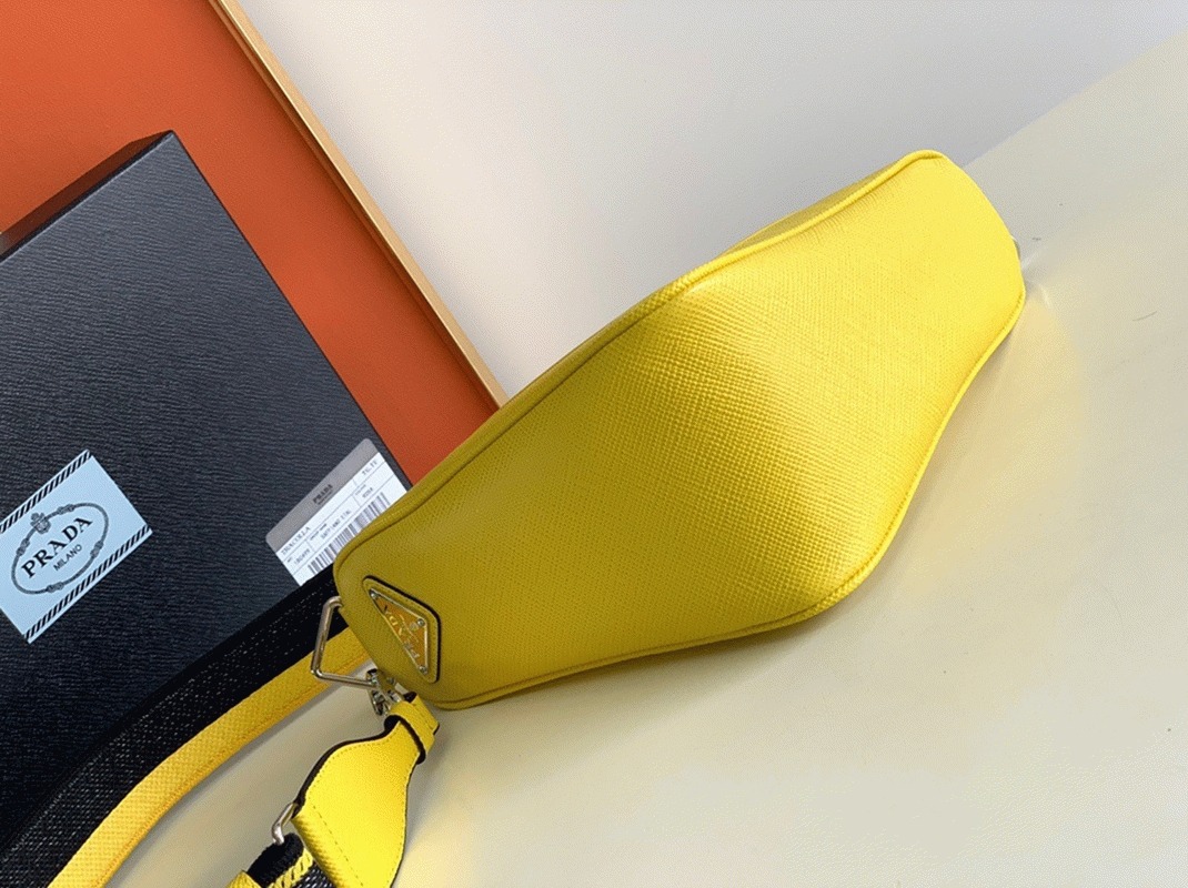 Pra*a Triangle Shoulder Bag Knockoff in Yellow