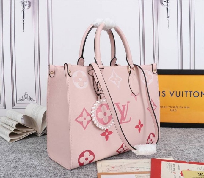 L0vis Vvtt0n Monogram Empreinte Leather Onthego MM Bag In Pink