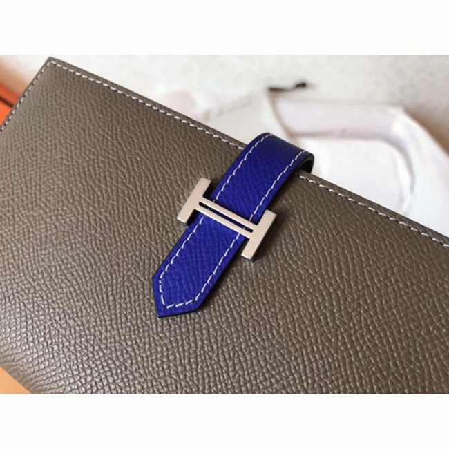 Taupe Electric Blue Epsom Replica H**me5 Bearn Wallet