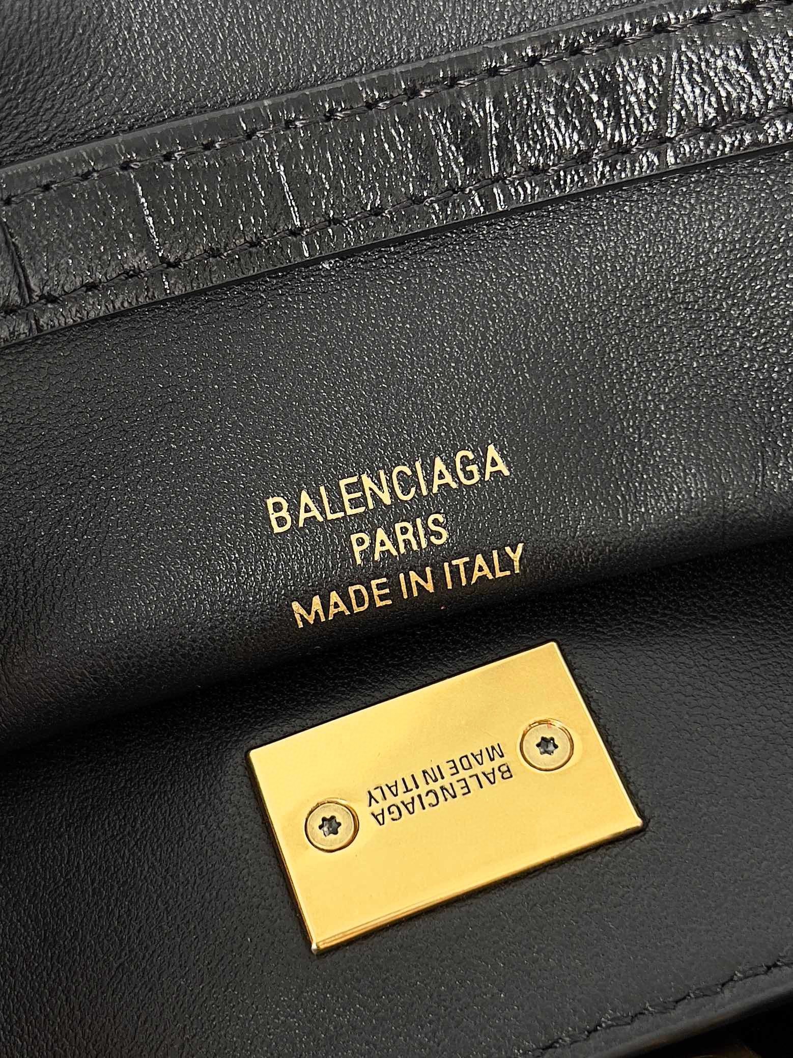 Knockoff Ba1en*iaga Rodeo Mini Bag Black Crocodile Embossed Calfskin