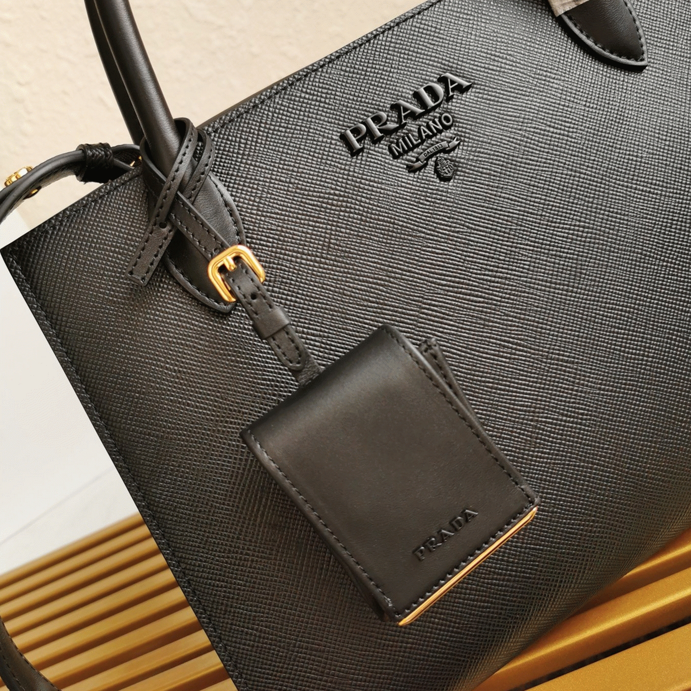 Pra*a Monochrome Medium Bag Knockoff in Black