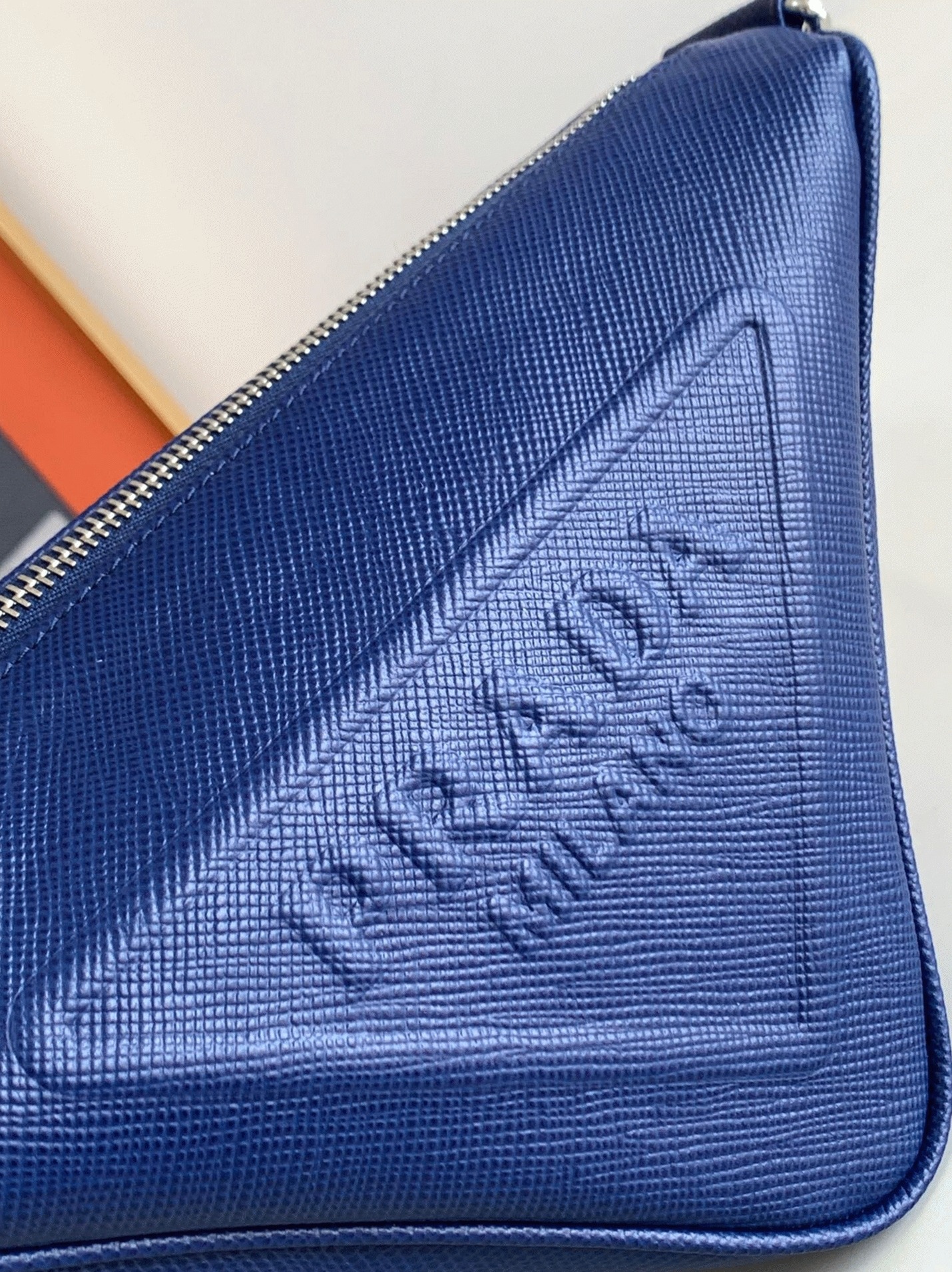 Pra*a Triangle Shoulder Bag Replica in Blue