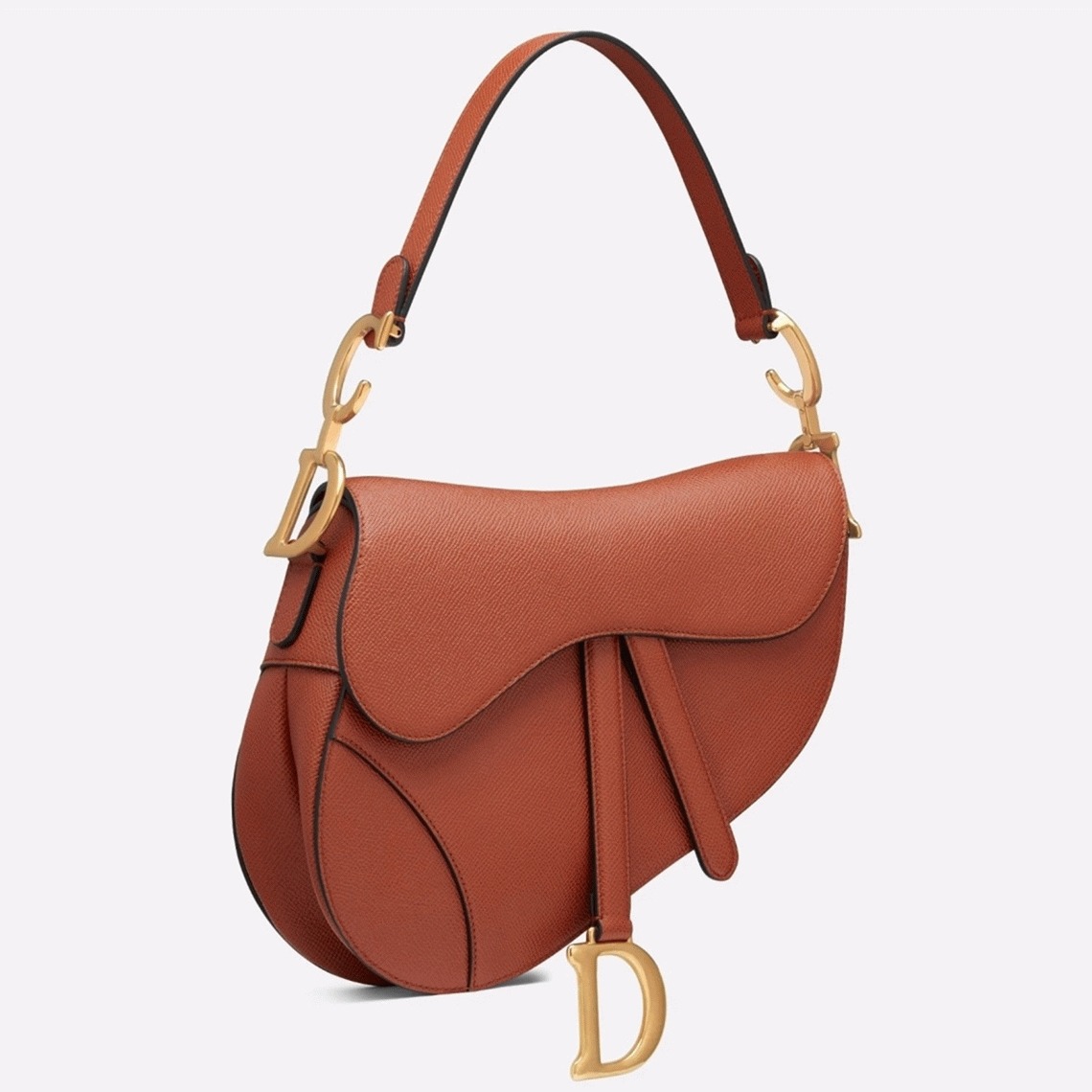 D10r Saddle Bag Replica in Dark Tan Grained Calfskin