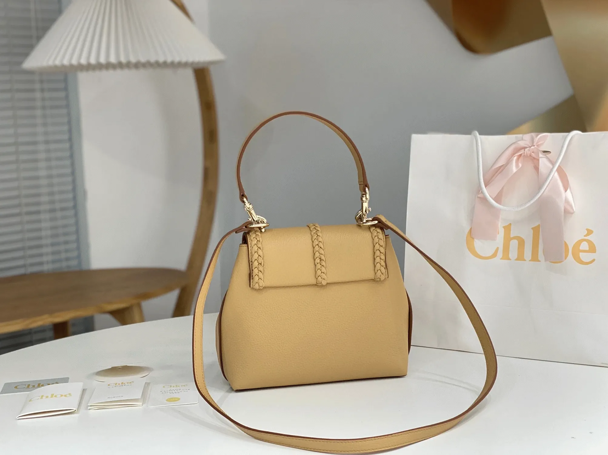 top quality replica Ch10e penelope small shoulder bag in beige grained calfskin