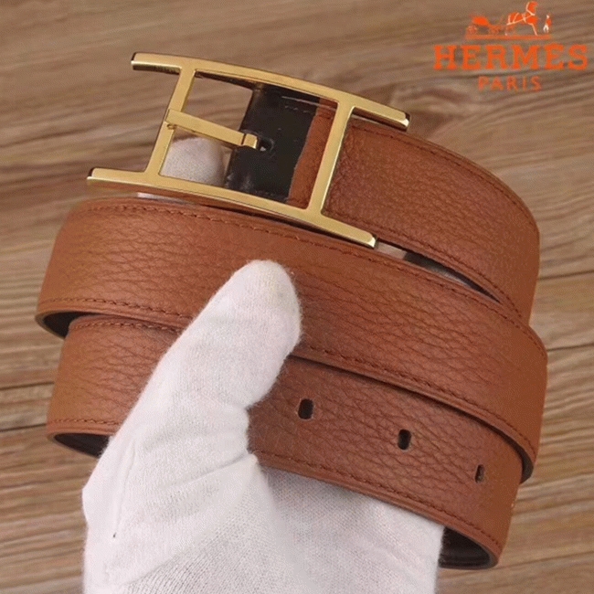 1:1 replica H**me5 Quentin reversible belt in brown tone